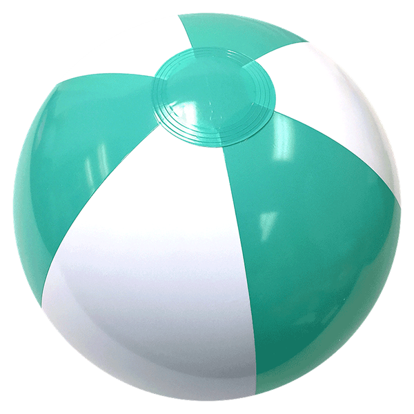 AB-2280  16” Inflatable Teal and White Beach Ball