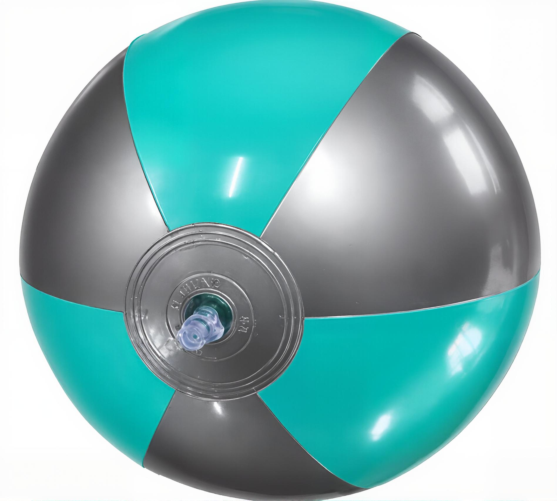 AB-2284  16” Inflatable Silver and Teal Beach Ball 
