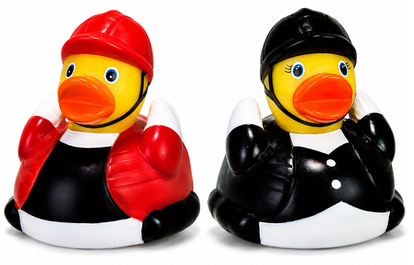 AD-8073 A,B Rubber Jockey Duck & Rubber Dressage Duck©
