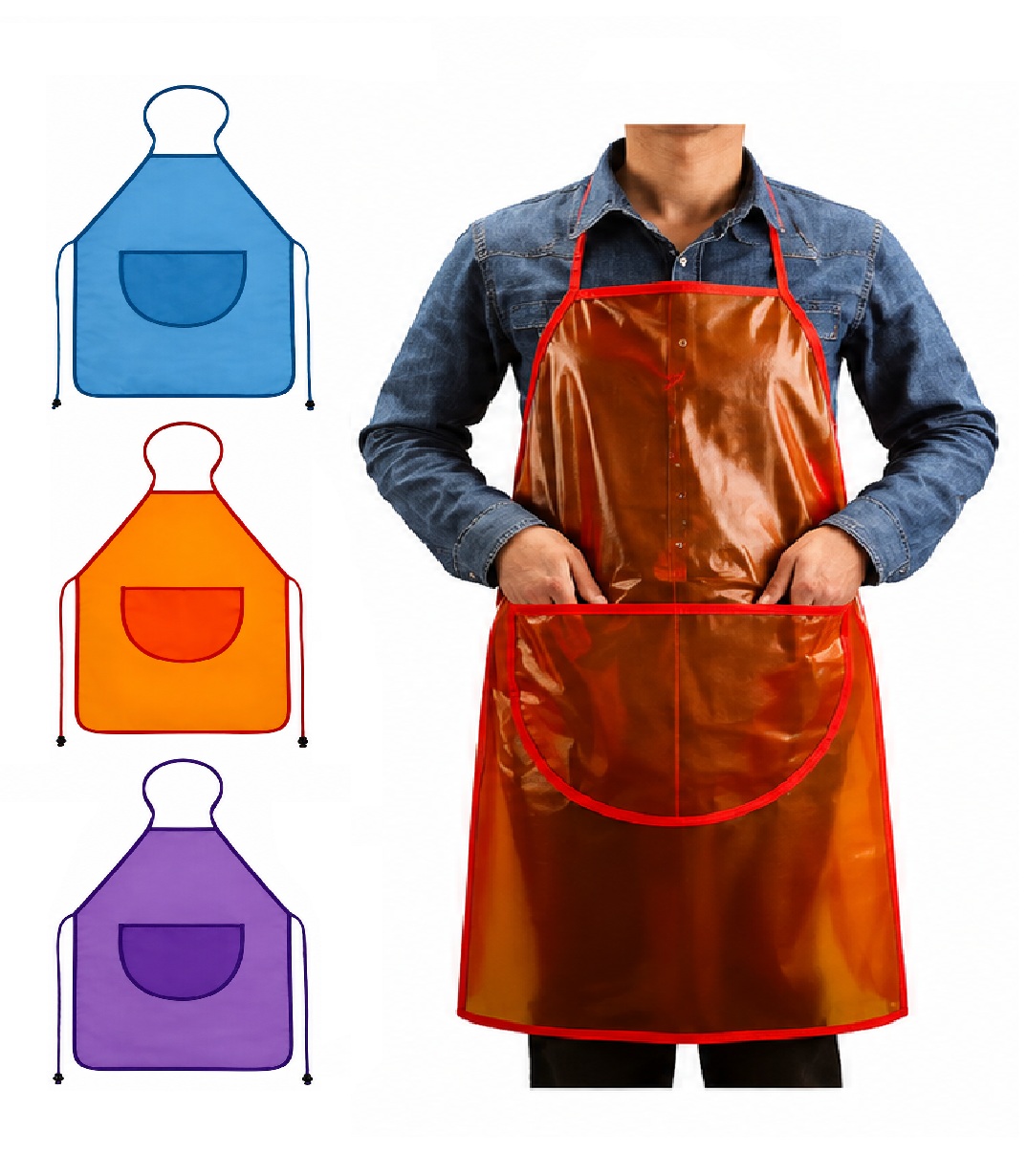  AO-0110 Perfect Fit Colored PVC Apron
