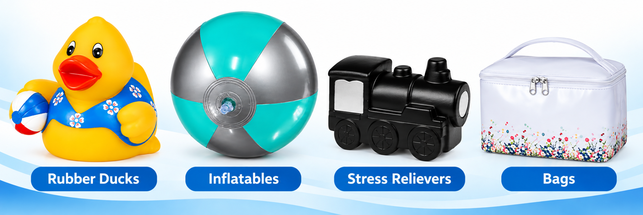 Rubber Ducks, Inflatables, Stress Relievers and Bags